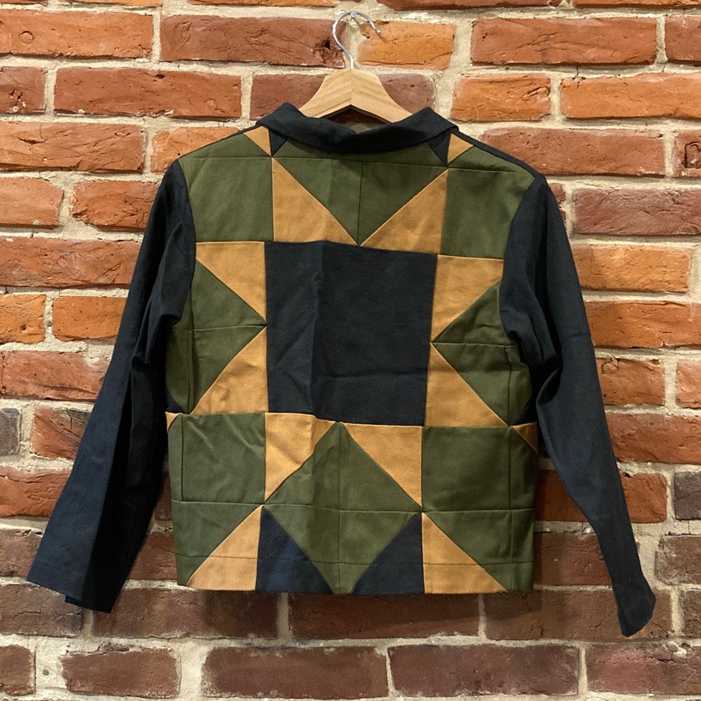 Pamut Apparel linen/hemp handmade black, green, and tan button-up Jacket - xs
